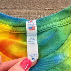 Ben & Jerry’s Tie Dye Shirt Bayside USA 100% Combed Ring Spun Cotton USA Medium