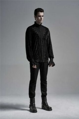 Punk Rave Men Goth Tops Palace Rereo Jacquard Banquet Wedding Long Sleeve Shirt