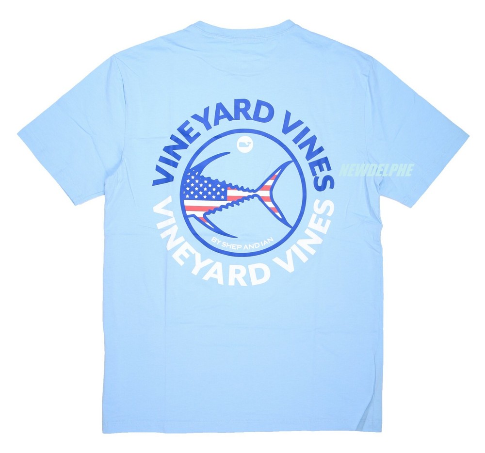 NWT Vineyard Vines Men SS Whale Pocket Crew Tee T-Shirt “TUNA USA EDITION”