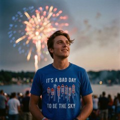 Mens Its A Bad Day to Be The Sky T Shirt Funny Fourth Of July Fireworks