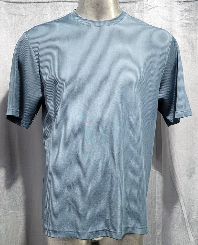 Claiborne Men’s Ribbed Short Sleeve Crew Neck Pull-Over Shirt ~ Teal ~ Large