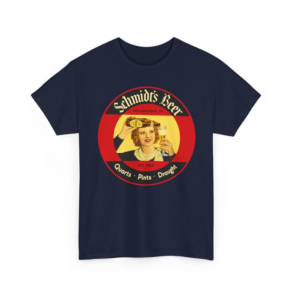 Schmidt’s Quarts Pints Draught Pretty Girl Pouring Beer Retro Breweriana T-Shirt