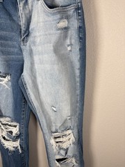 Flying Monkey Womens Distressed Two Tone Split Skinny Jeans Size 26 Ripped