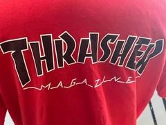 Thrasher Magazine Skateboard T Shirt Men’s Size L Red Classic Logo Graphic
