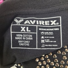 Avirex Mens XL Black Studded Double-Headed Eagle Graphic T-Shirt Y2K Streetwear