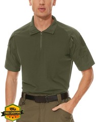 MAGCOMSEN Men’s Tactical Military Shirt 1/4 Zip Short Sleeve Camo