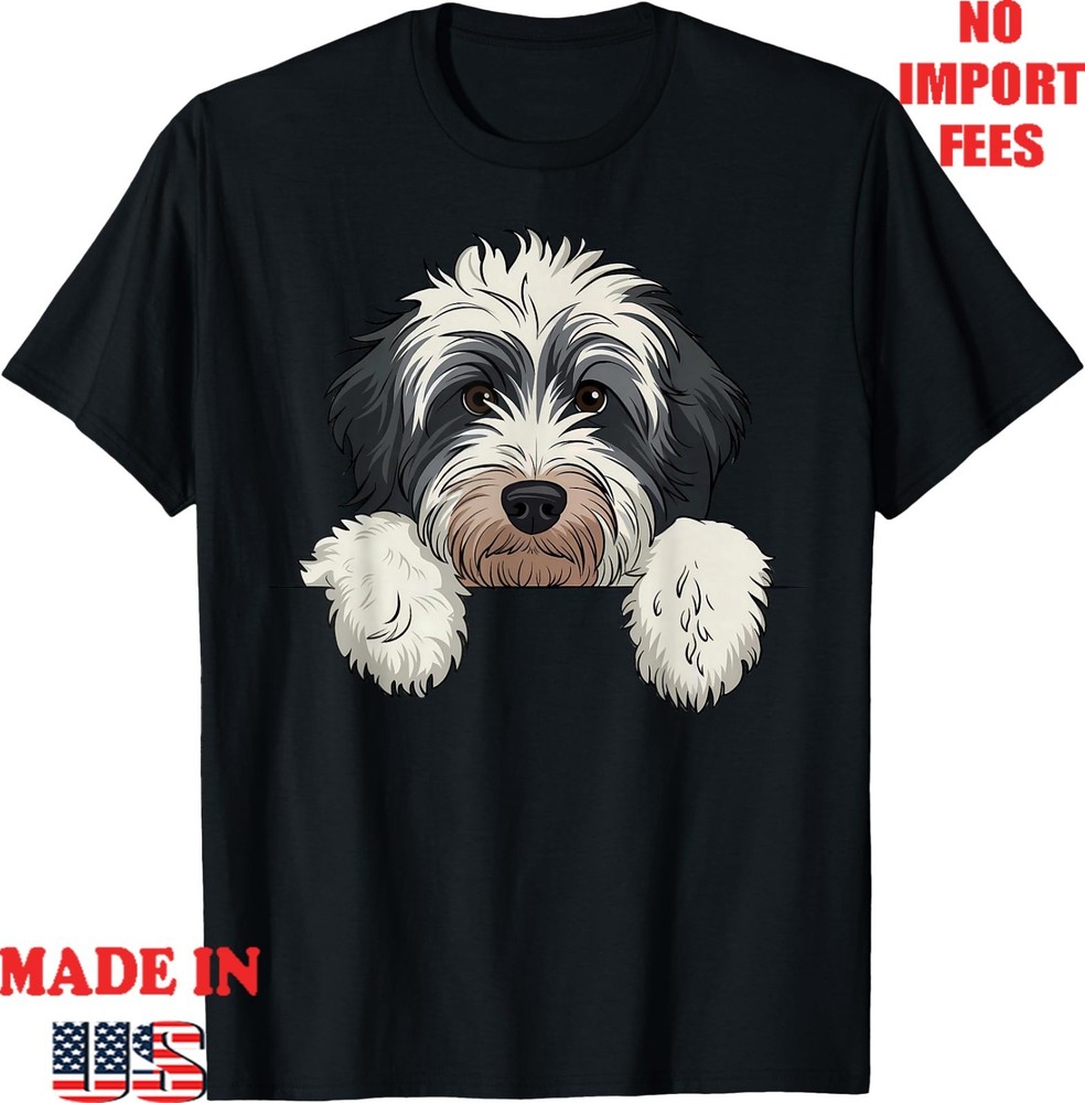 Cute Bernedoodle Peeking Doodle Puppy Dog Lover Men Women T-Shirt,Adult Kid Tees