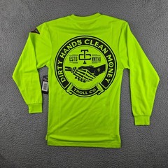 Troll Co Shirt Mens Small Long Sleeve Hi Vis Dirty Hands Clean Money Graphic
