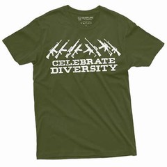 Men’s Celebrate Diversity Guns Riles Tshirt Pro 2nd Amendment constitutional tee
