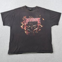 Revenge Skull Flame Graphic T-Shirt Mens XL Black Short Sleeve Streetwear Tee