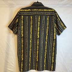 Stretch Drill Clothing Animal Print Mens Dress Shirt Black Yellow Grey Size M