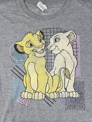 Disney Shirt Mens Large Gray Simba Nala Lion King Graphic Tee Movie Cartoon