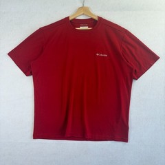 Columbia Omni-Wick Mens Red T Shirt Outdoor Sports Gym Running Tee Casual Logo