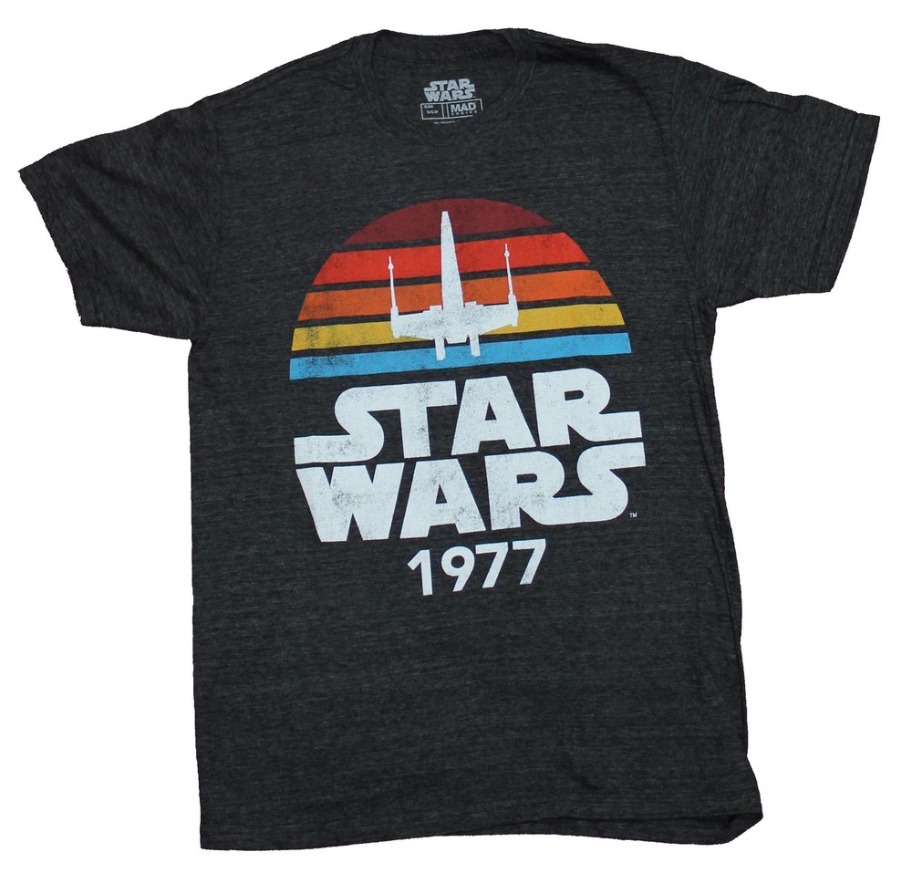 Star Wars Mens T-Shirt – Multi Color X-wing 1977 Sunset Style Image