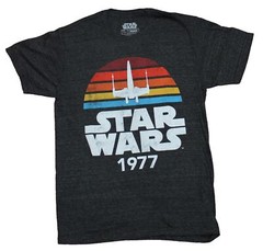 Star Wars Mens T-Shirt – Multi Color X-wing 1977 Sunset Style Image