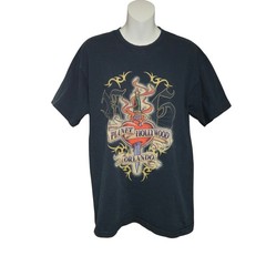Vintage 1998 Planet Hollywood Orlando T-Shirt M Black Tattoo Dagger Heart Y2K 90