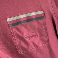 Rapha Logo Pocket T-Shirt Mens Small Burgundy Cotton Striped Trim LPK01XX