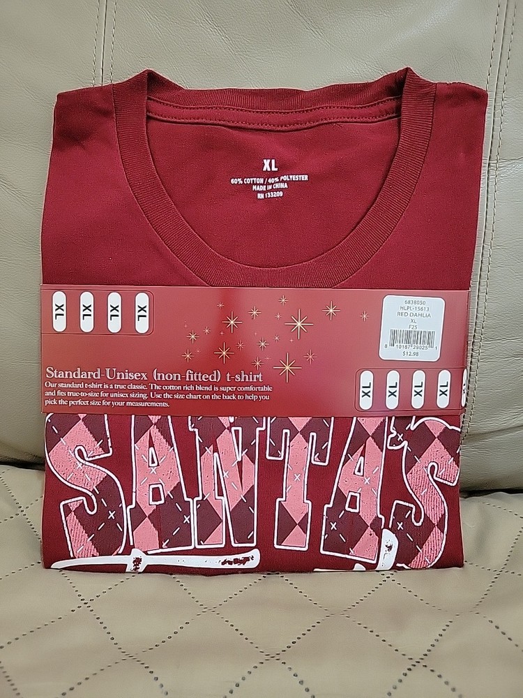Santa’s Favorite Unisex Adult Size X Large Christmas Holiday TShirt Red