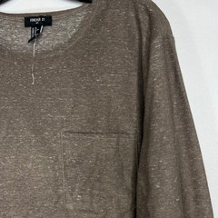 Forever 21 Brown Long Sleeve Pocket Tee Men XL Marled Crewneck Casual Minimalist