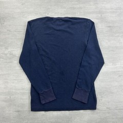 Vintage Y2K Thermal Long Sleeve Shirt Size Large Navy Blue Waffle Knit Skater