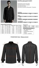 Men Gothic Gorgeous Jacquard Shirts Retro Formal Prom Party Long Sleeve Blouses