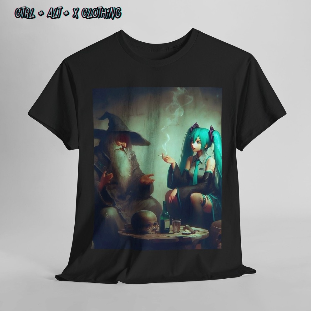 Astune Miku Wizard Smoking Unisex Tee, Vocaloid Anime Shirt, Magical Music Fan