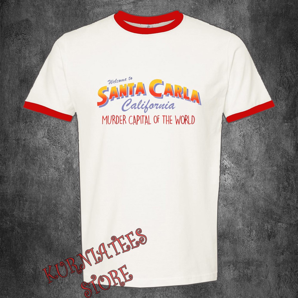 Santa Carla California The Lost Boys Men’s Ringer Red Size S to 3XL