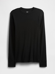 NWT GAP Black Waffle-Knit Thermal Crewneck T-Shirt Long-Sleeve Shirt Men Large