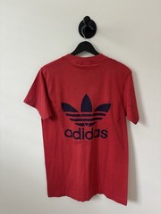 Vintage Adidas Shirt Mens Large Red 80s Fade Promo Double Sided