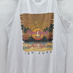 Hardrock Cafe San Juan Men Chest Size 42 Inches White Sleeveless Cotton T-shirt