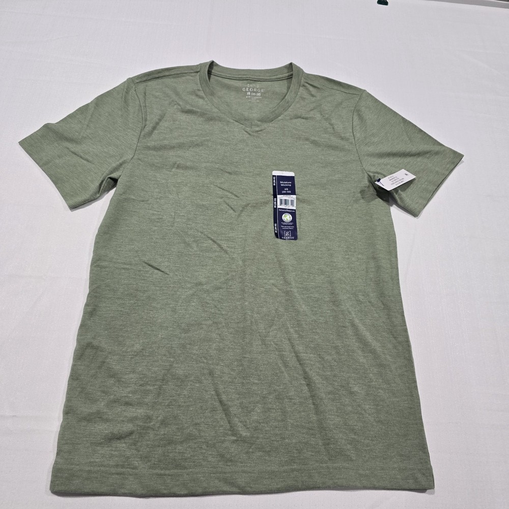 George Men’s GE V-Neck T-Shirt Faded Spruce Heathe in Sage Green Size XS( 30-32)