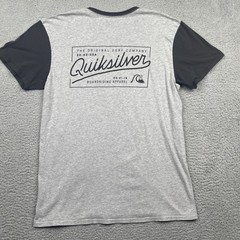 Quick Silver Mens Shirt XL Heathered Gray Black Sleeve Trim Back Hit Skater Surf