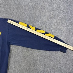 Soffe Vintage Navy Logo Long Sleeve T-Shirt Fits Men’s Size Large Blue Yellow