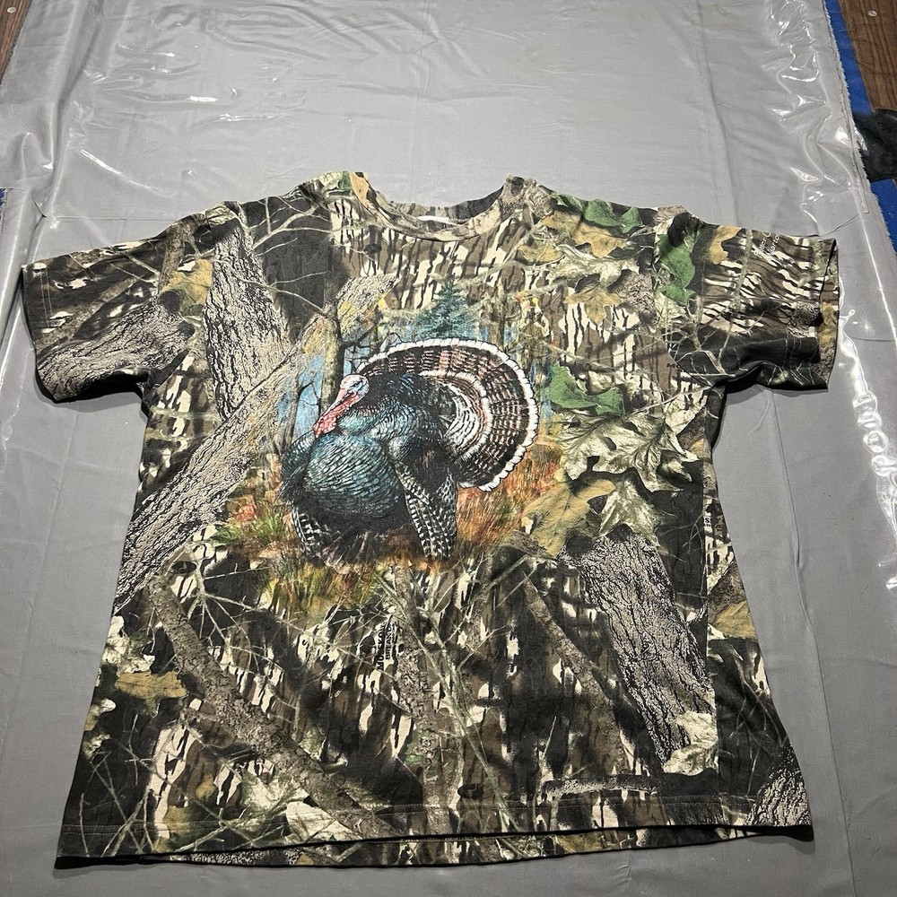 Vintage 90s Sportex Adult 2XL Turkey Camo T-Shirt Mossy Oak Break Up USA
