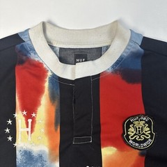 HUF Worldwide Soccer Size Medium Jersey Tee T-Shirt Blue Black RARE FUTBOL 02