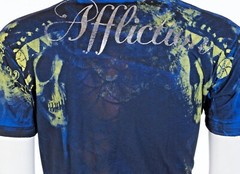 Rare $62 AFFLICTION Blue PORTRAIT Short Sleeve Slim Fit Y2K T-shirt NWT