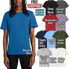 Mens 100% Organic Soft Cotton T-Shirt Eco-Friendly Tee Classic Fit XS-4XL NEW!