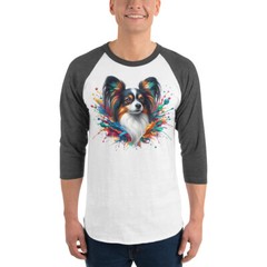 Artistic Papillon Explosion Raglan Shirt | Men’s Colorful ¾ Sleeve Top