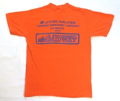 United Airlines Vintage T Shirt 1970’s Tuxedo Allover Management Midway 1979 LA