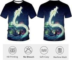 Fantasy Dragon T-Shirt – Glowing White Dragon Night Sky Graphic Tee for Men Wome