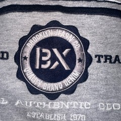 Y2K VTG Brooklyn Express Xpress Mens XL Shirt Gray Embroidered Ringer Oversized
