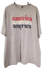 Mens XXL Red White And Blue America T Shirt Short Sleeve Patriotic Gray