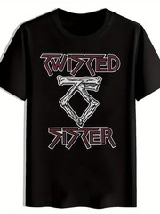 Men’s Vintage Rock Band Graphic T-Shirt – Twisted Sister & Skull Print Short Sle