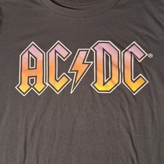 AC/DC T-Shirt Size Large Short Sleeve Gray Graphic Tee Cotton Rock Band