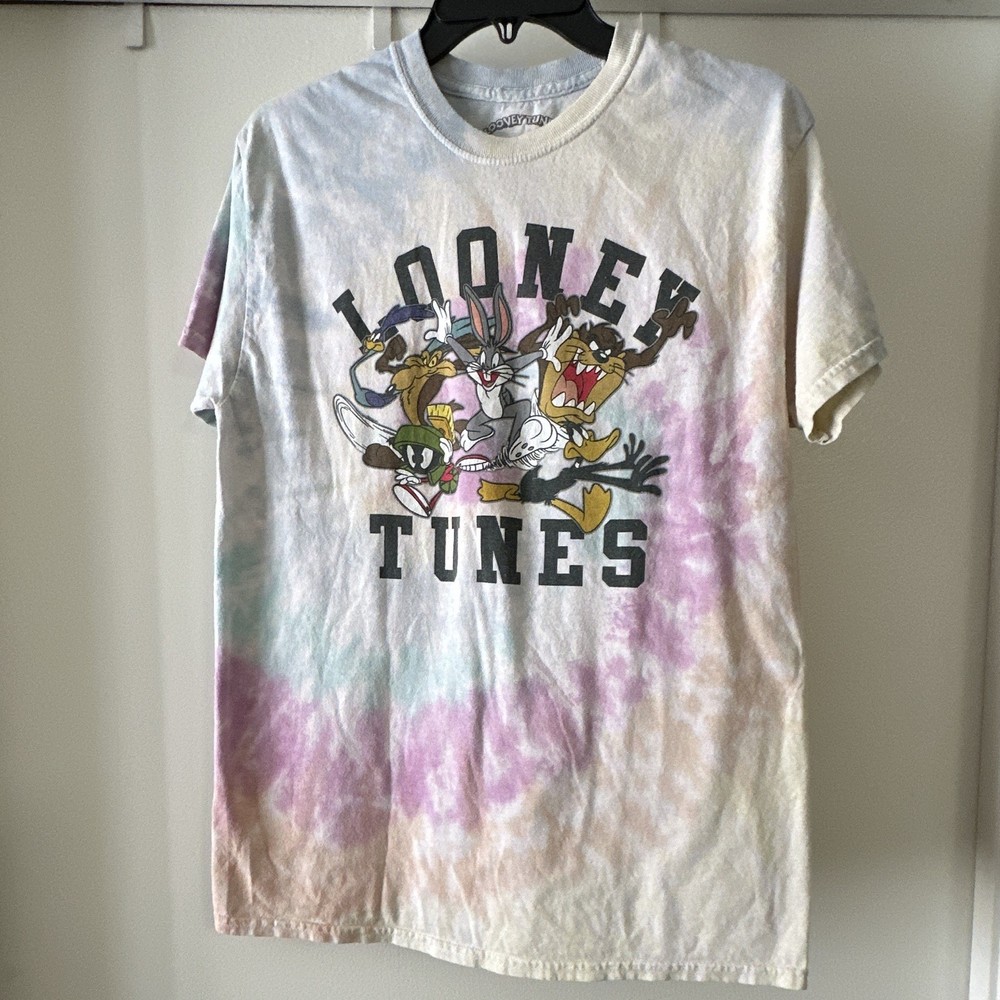 Looney Tunes Men’s Tie-Dye Graphic Print T-Shirt M Cotton Knit Crew Neck SS