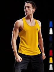 NELEUS ‘Dry Fit Logo Muscle’ Mesh Tank Top Men’s S Gym Workout Exercise Ylw NWT!
