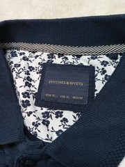 Stitches And Rivets Men’s Size XL Soild Blue Color Shirt 3 Button Stand Collard