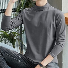 Mens Casual Half Turtleneck Long Sleeve Pullover Activewear T Shirt Tops