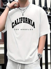 Summer men’s 100% pure cotton casual loose fit plus CALIFORNIA printed sports