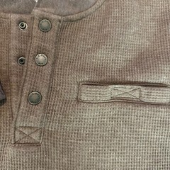 L.L. Bean Katahdin Iron Works Sherpa Waffle Fleece Henley Shirt Brown Mens LT